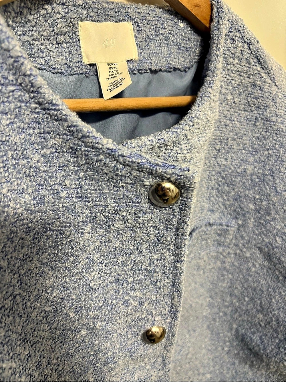 H&M Boucle Jacket in Blue Size XL Like New - Picture 5 of 7